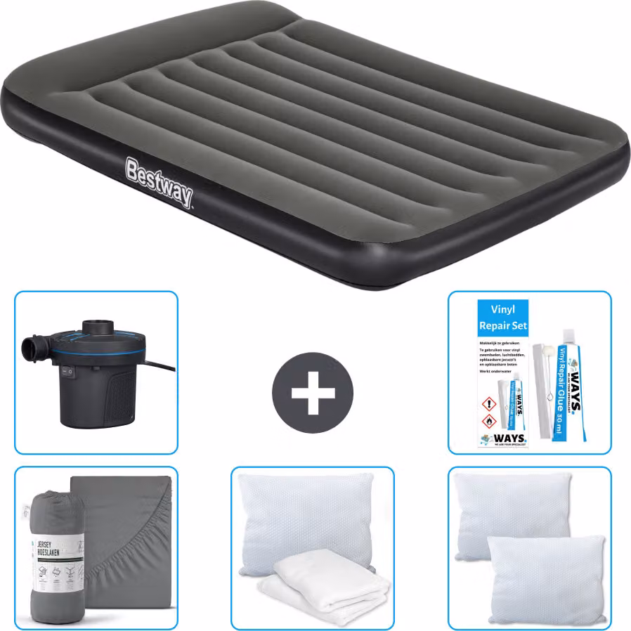 Materasso gonfiabile Bestway - Letto alla francese - 137 x 191 x 30 cm - Verde - Accessori inclusi