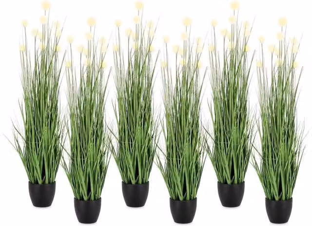Set 6 Piante Artificiali con Vaso Ø 45x110 cm Eriophorum in Plastica Bianco