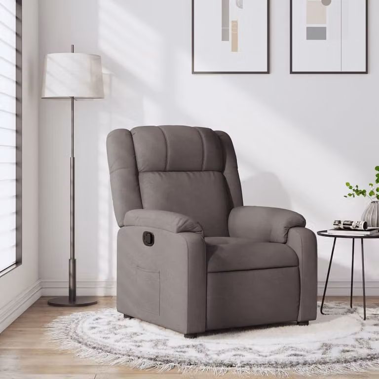 vidaXL Poltrona Reclinabile Relax in Tessuto con Braccioli, Colore Beige/Grigio