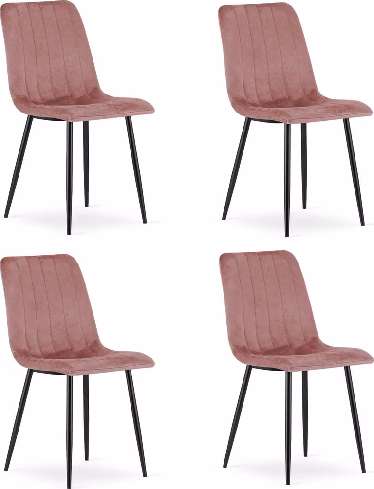 Sedia LAVA - velluto rosa / gambe nere x 4