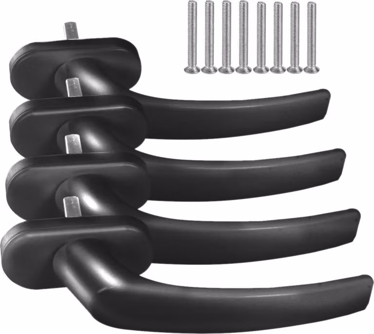 4 x maniglia per finestra in alluminio nero RAL 9005 - lunghezza perno 35 mm