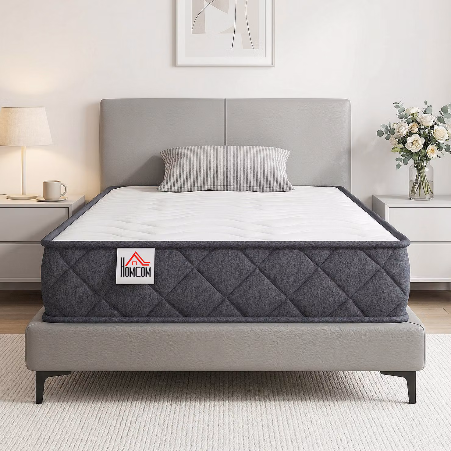 Materasso HOMCOM a 2 posti con imbottitura in memory foam e schiuma a onde, ideale per letti standard e divani letto, L/P: 90 x 190 cm – 2