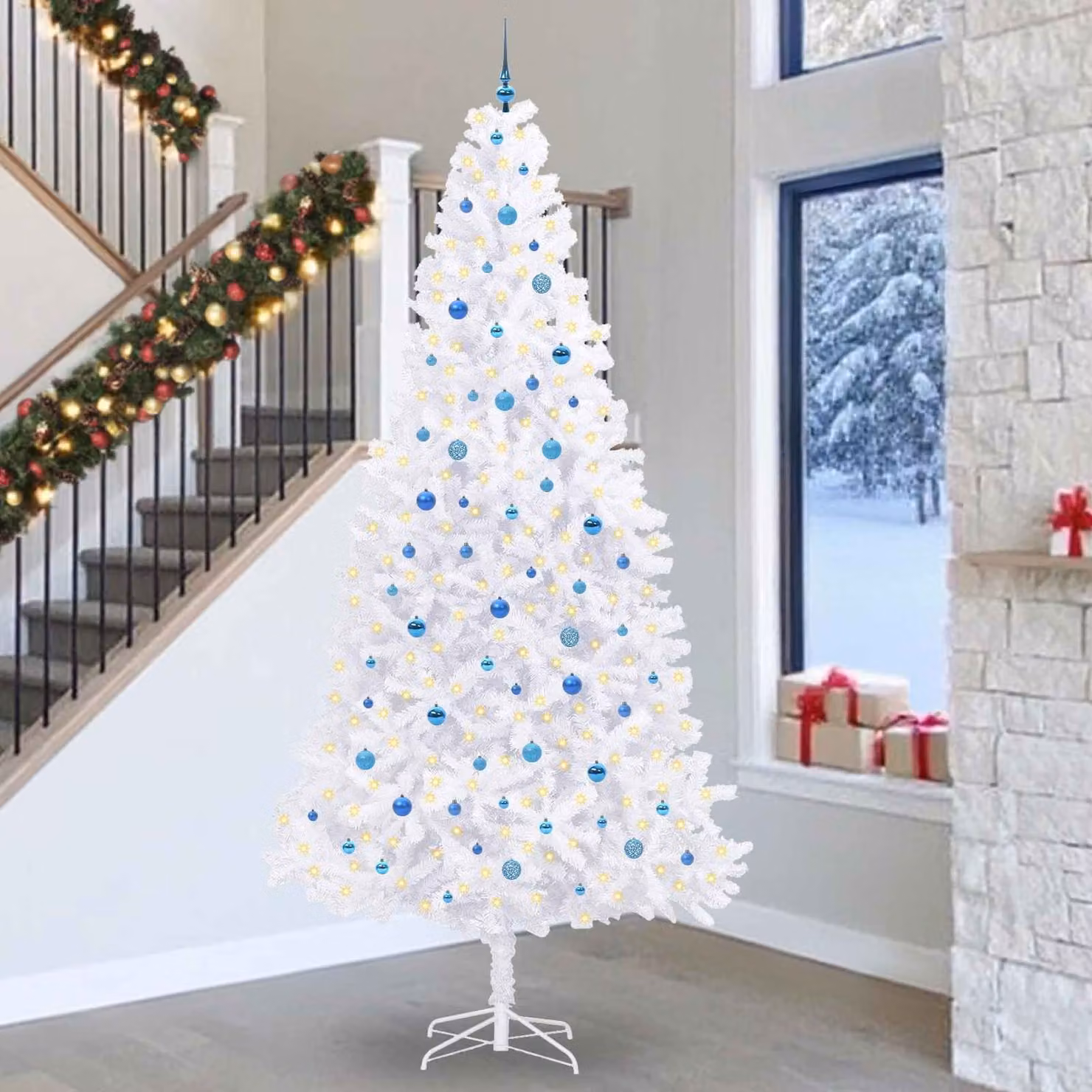 vidaXL Albero di Natale artificiale Bianco 300 cm PVC e Acciaio