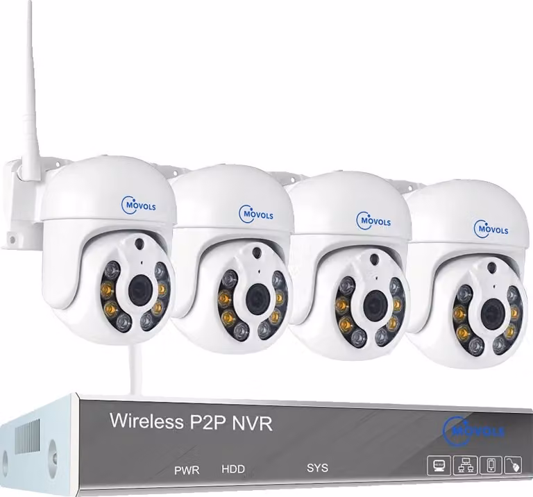 Sistema di videosorveglianza wireless, supporto per 10 canali, riconoscimento umano basato sull'intelligenza artificiale, 10 canali a 3MP con 4 telecamere PTZ, 4T