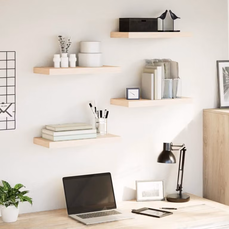 Set di 4 mensole pensili vidaXL in legno effetto rovere, L: 50 cm, P: 23,5 cm, H: 4 cm