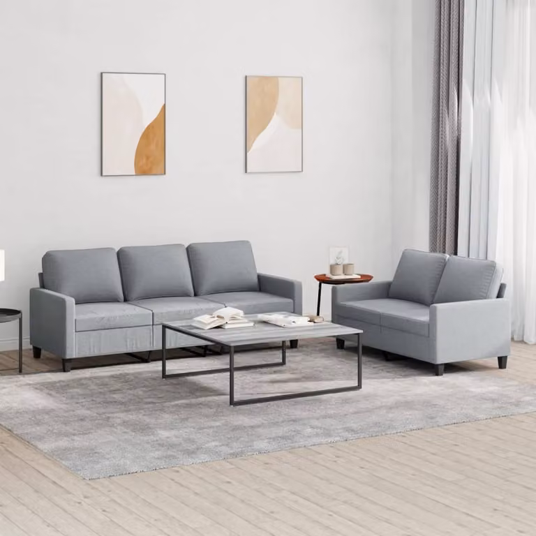Maison Exclusive - Set divano a 2 posti con cuscini in tessuto grigio chiaro