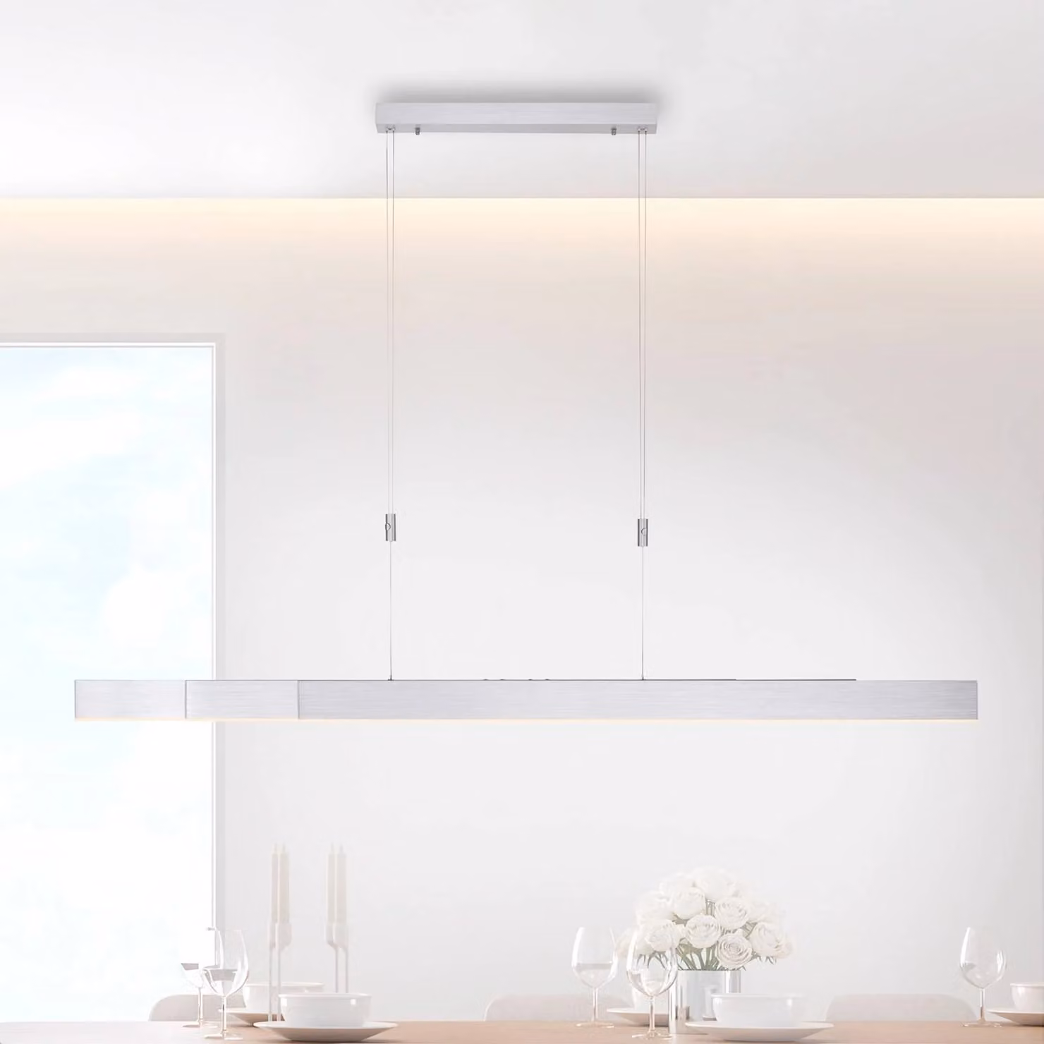 PURE Lampada LED a sospensione Moto, diamante, dimmerabile Pure, Alluminio / Grigio / Zincato, Soggiorno / Sala da pranzo, Metallo, Moderno