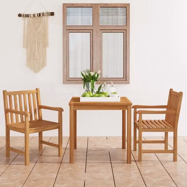 Set da pranzo da giardino 3 pz 80x80 cm Legno Massello di Teak 3059923