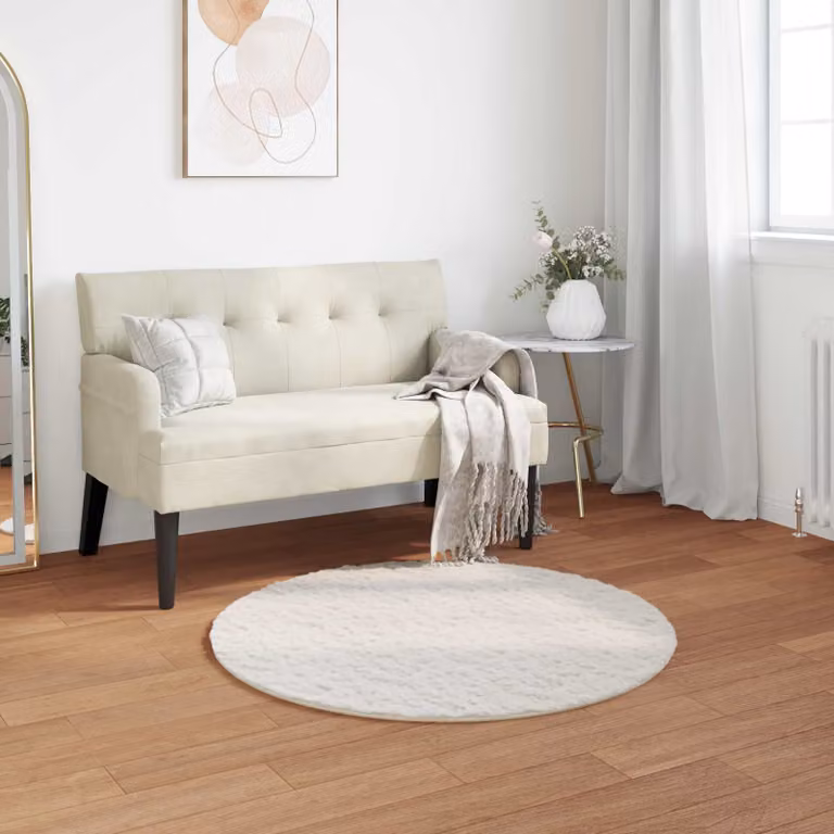 Tappeto antiscivolo e lavabile vidaXL in ecopelliccia di coniglio color crema, stile minimalista per soggiorno o camera da letto