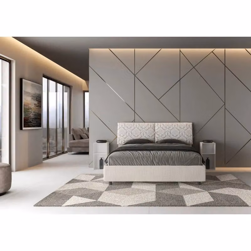 Letto matrimoniale imbottito con contenitore a doppia alzata Ityhome Bianco L: 160 cm, P: 200 cm, H: 110 cm – 2