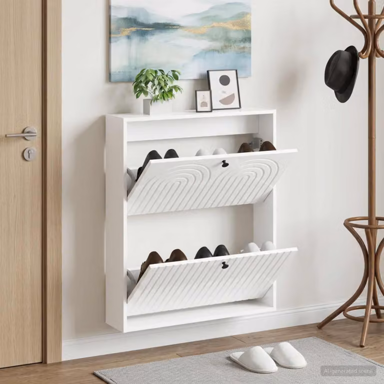 Mobiletto per scarpe da muro vidaXL ALKMAAR moderno con scomparti basculanti, L: 71 cm, P: 17 cm, H: 86 cm