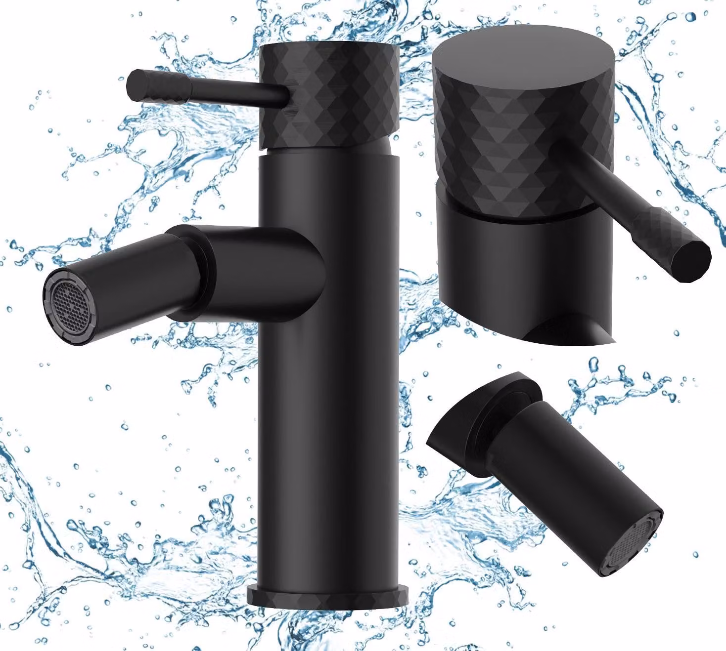 Granitan - Miscelatore bidet - Rubinetto bagno altezza 17,8 cm - Rubinetto nero - GLAMI