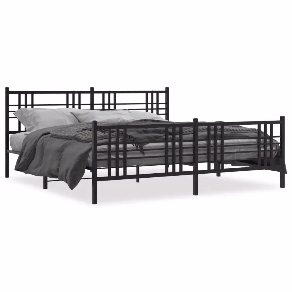 Giroletto vidaXL con testiera e pediera in metallo nero L: 198 cm, P: 90 cm, H: 207 cm – 2