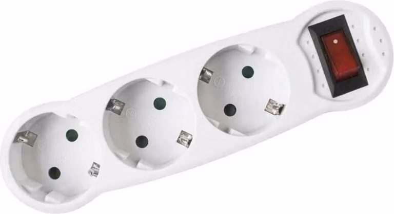 Adattatore Onlex 3 prese con 10/interruttore retrattile 16a Bianco Taglia unica / Spina UE 220V Bianco Taglia unica