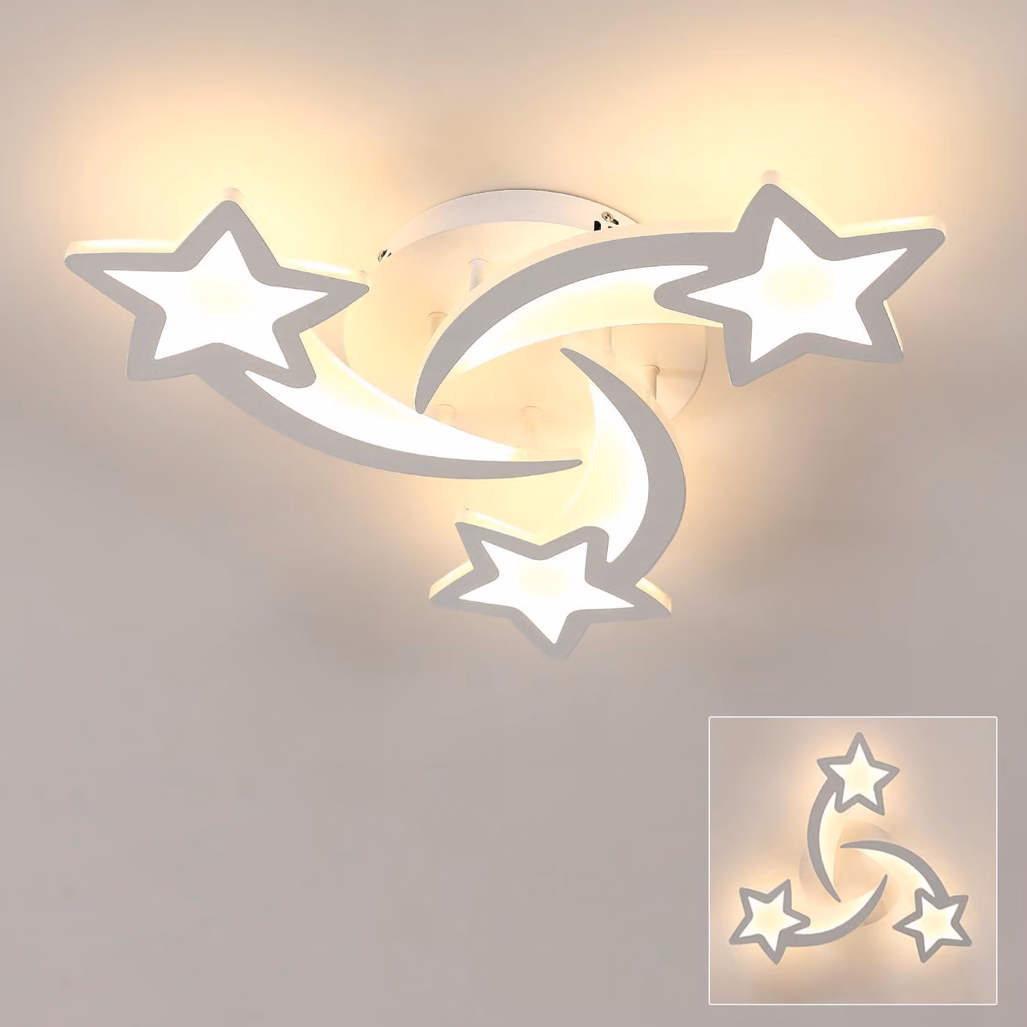 Lampada a soffitto LED Osairous con telecomando, design creativo a forma di stella, ideale per il soggiorno, luce regolabile da 3000K a 6500K, lampadario per camera da letto, lampada a soffitto per soggiorno (bianca (3000K), 3 stelle)