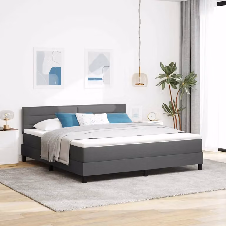 Letto ibrido con testiera vidaXL in tessuto grigio, L/P: 180 x 200 cm