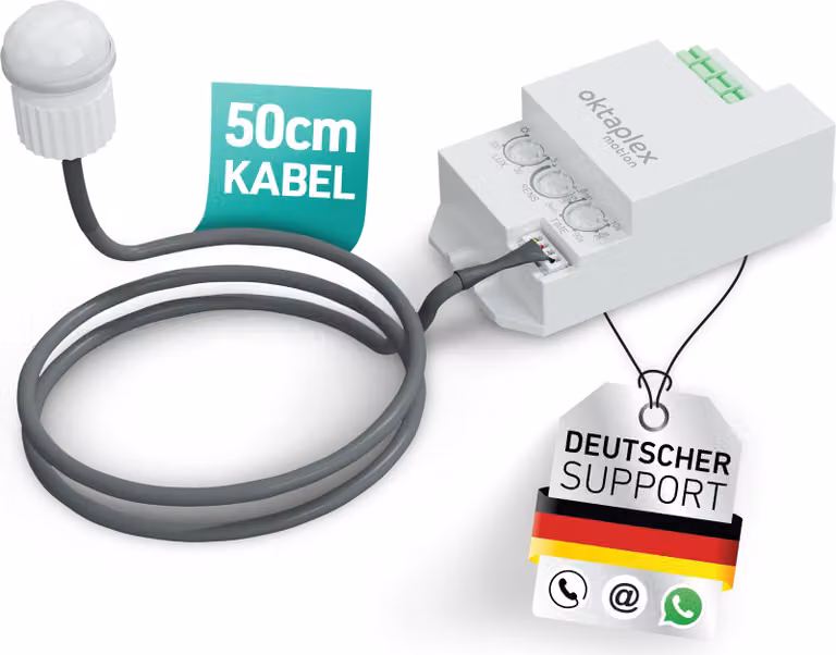 Sensore di movimento esterno Oktaplex Jana, infrarossi, da incasso, portata 360°, 8 metri, grado di protezione IP65, 230V, colore bianco, sensore PIR, kit di installazione
