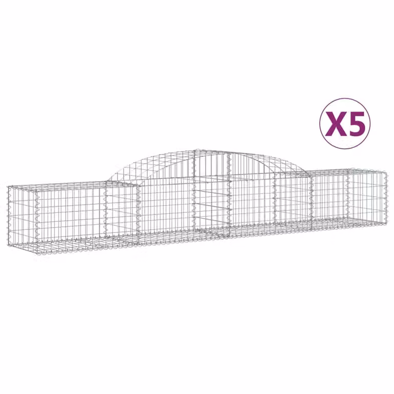 Cesti Gabbioni ad Arco 5 pz 300x50x40/60 cm Ferro Zincato