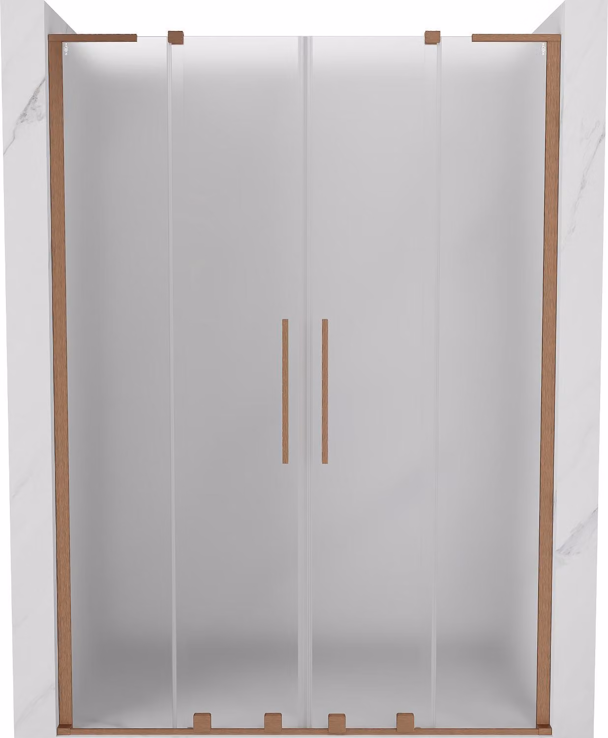 Mexen Velar L Duo porta doccia scorrevole 140 cm, smerigliato, rame spazzolato - 871-140-003-32-65
