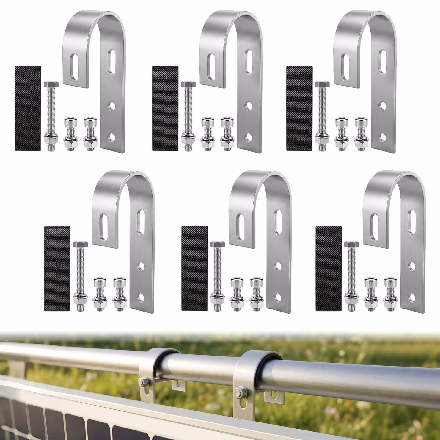 Set di 6 supporti solari per balcone, realizzati in acciaio inossidabile, senza necessità di foratura