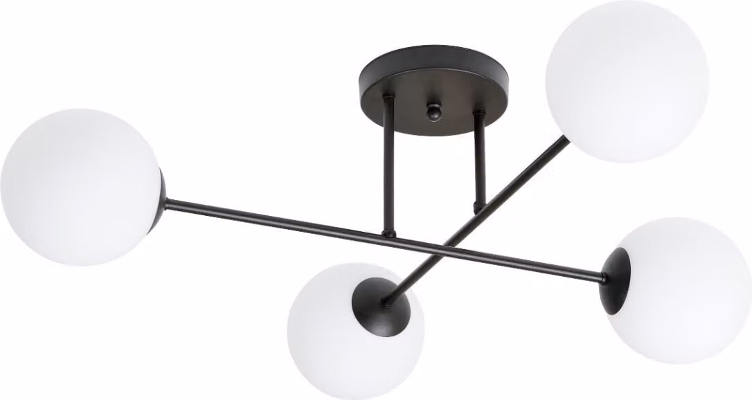 Lampada da soffitto Emibig 4xE14 10W ROMA 4 con 4 paralumi bianchi opachi 1232/4