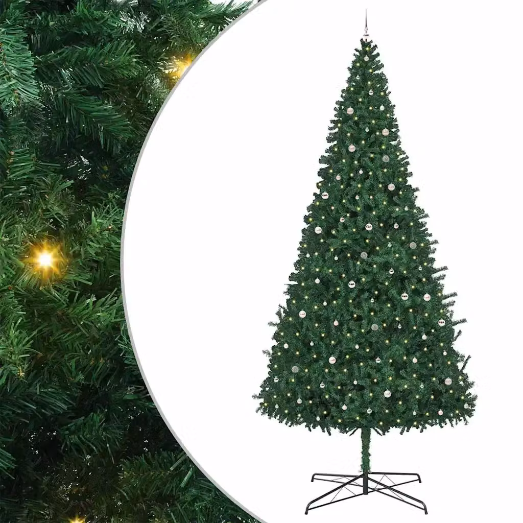 Albero di Natale moderno vidaXL verde in PVC con luci LED da 400 cm – 2