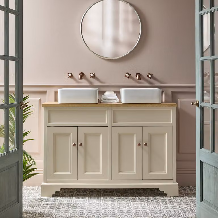 Mobile Bagno Grigio Nero da 1210mm con Maniglie Classiche Rotonde Cromate - Thornton