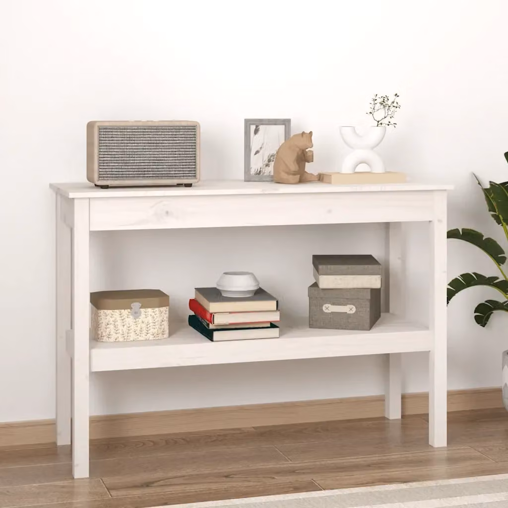 Tavolo Consolle da Ingresso DESIGN IN in Legno Massello di Pino Bianco L 110 cm, P 40 cm, H 75 cm – 2