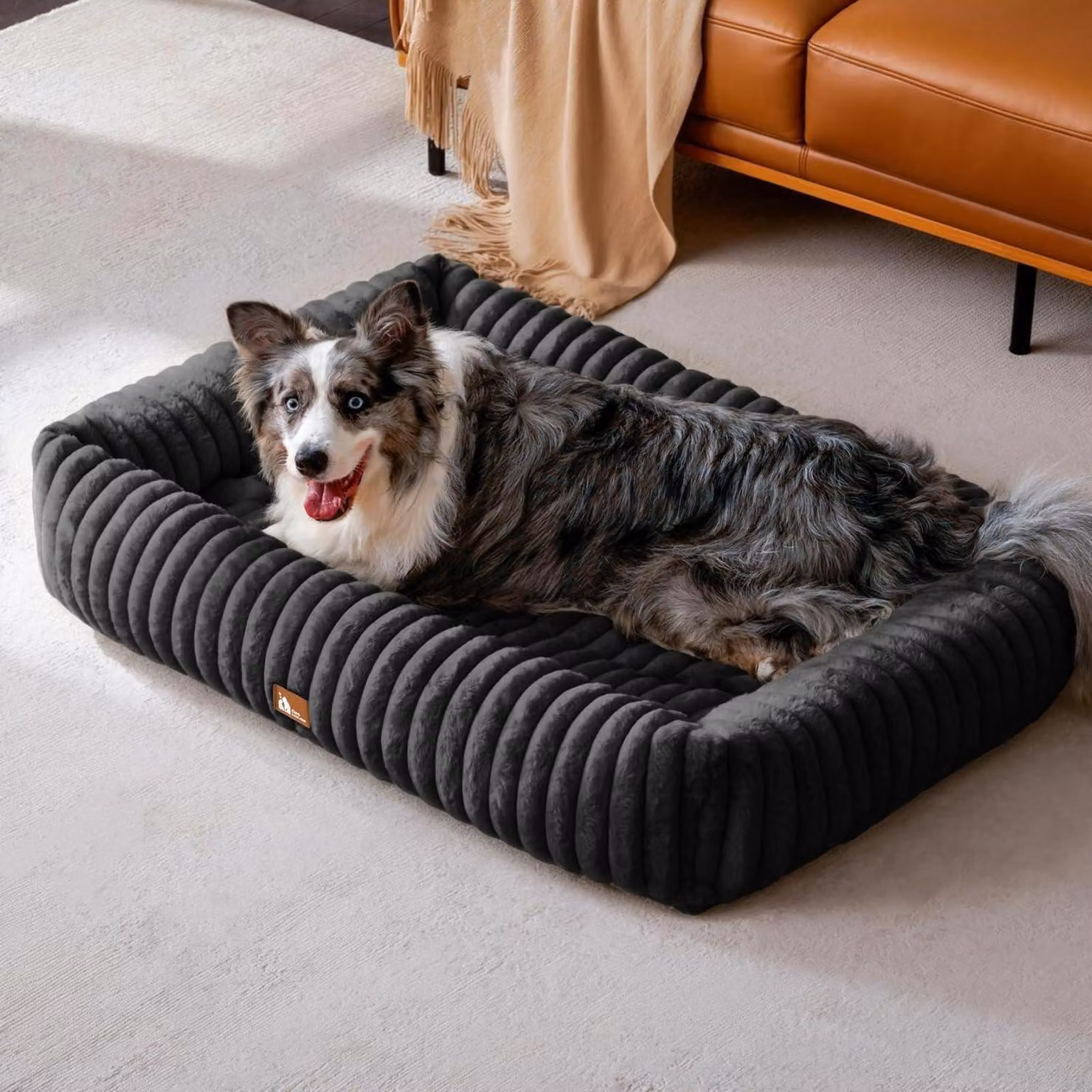 Cuccia per cani, taglia XL, colore nero, dimensioni 109 x 76 x 20 cm. Lavabile, realizzata in memory foam, con base antiscivolo