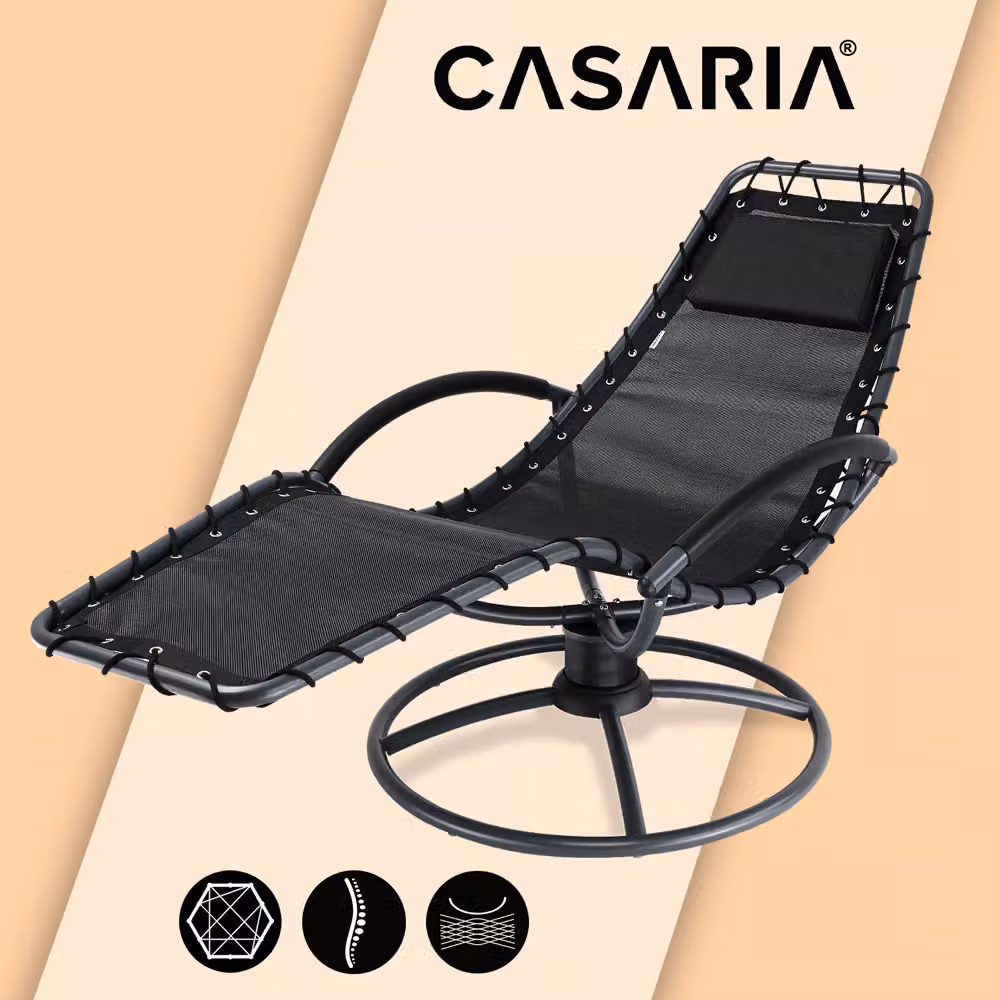 Lettino relax a dondolo Eve Casaria colore antracite con struttura in acciaio e tessuto textilene resistente ai raggi UV – 3