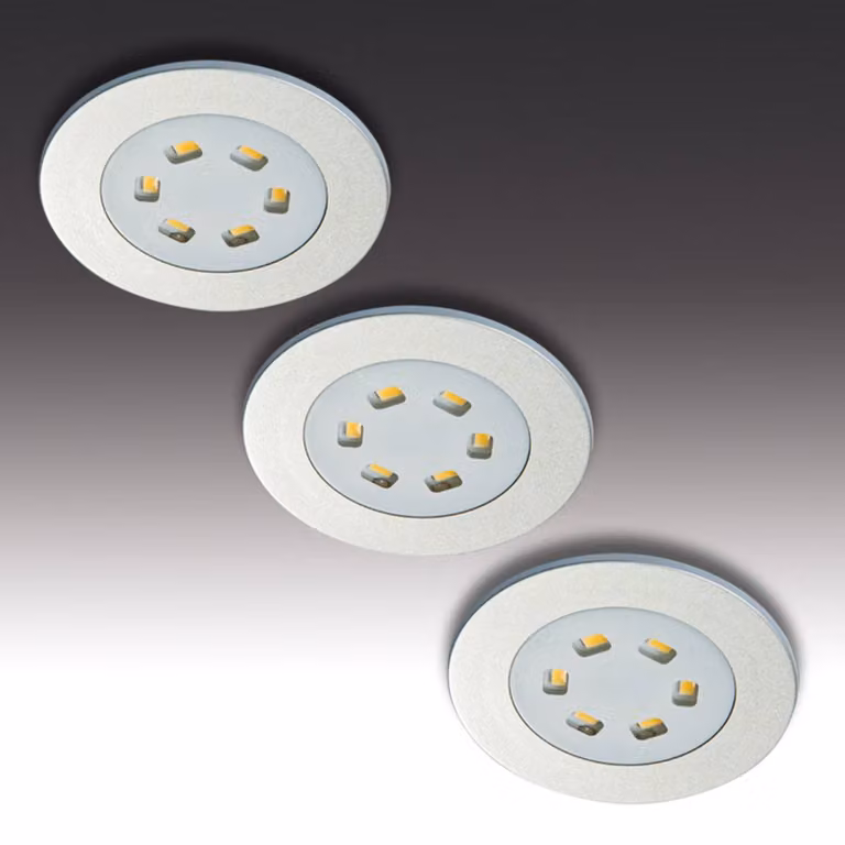 Hera Kit da 3 luci LED incasso R 55, Alluminio / Grigio / Zincato, Cucina, Metallo, Moderno
