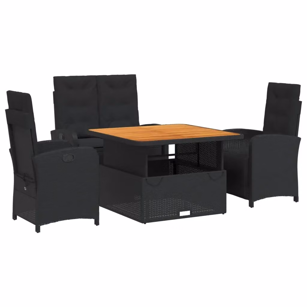 Set da pranzo da giardino vidaXL in legno di acacia oliato con 4 sedie, colore nero e marrone – 2