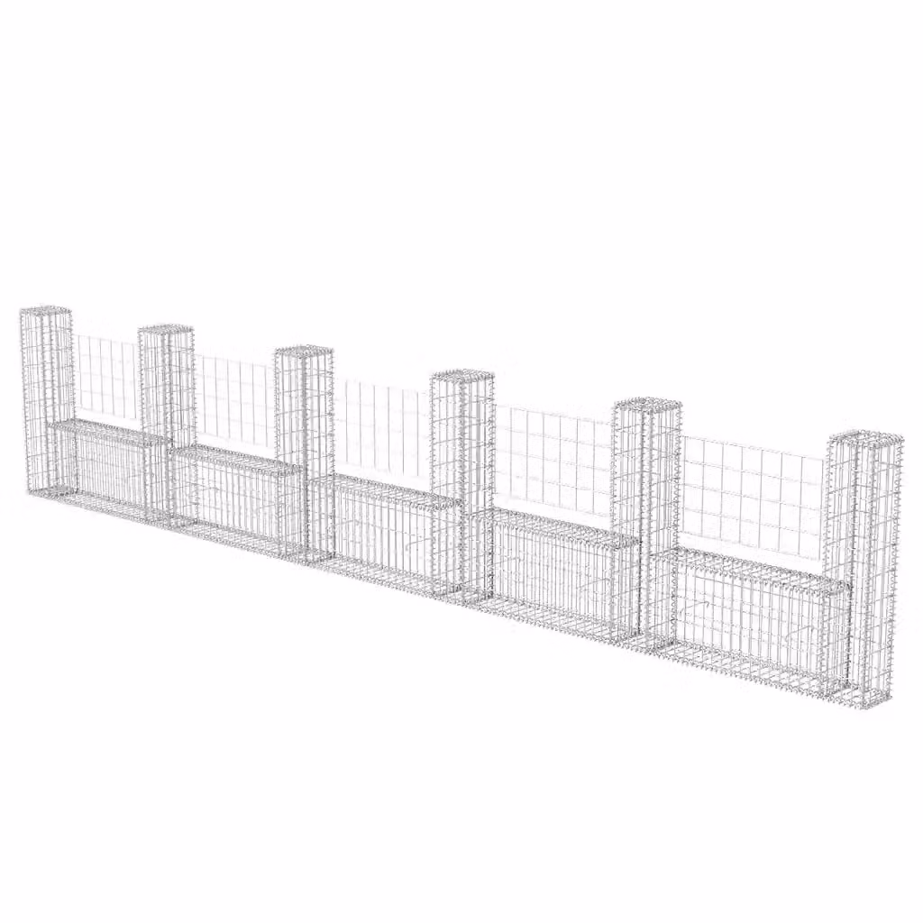 Gabbione in rete ad U Videx in acciaio zincato grigio L: 570 cm, P: 20 cm, H: 100 cm – 2