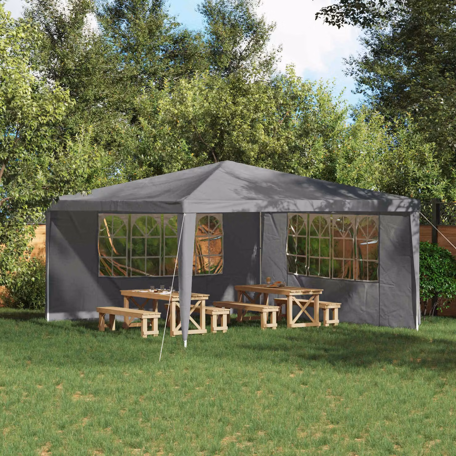Set di 2 pareti per tenda da festa vidaXL, Grigio Chiaro, L: 400 cm, H: 195 cm