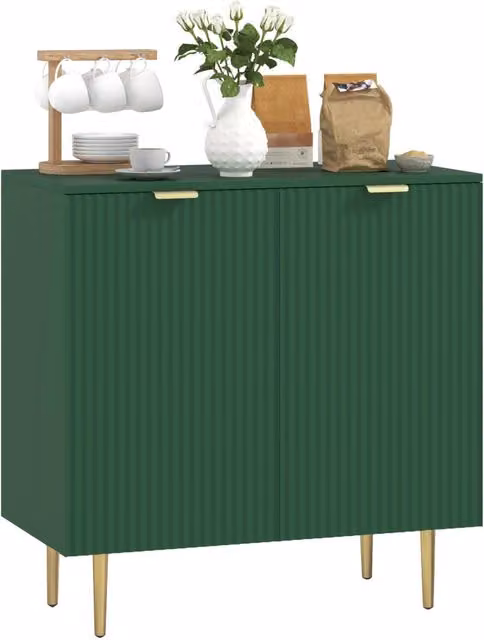 Credenza XYLO con 2 ante e ripiano regolabile in metallo e MDF, Verde oliva, L 80 cm x P 40 cm x H 80 cm