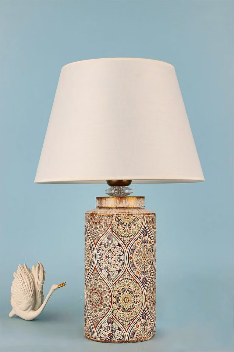 Opviq, lampada da tavolo di alta qualità con corpo in Vetroceramica, beige, Ø 30 x h 20 cm | Altezza: 47 cm, cavo: 150 cm | Attacco E27, max. 40 W, IP20 | Design elegante per ogni casa.