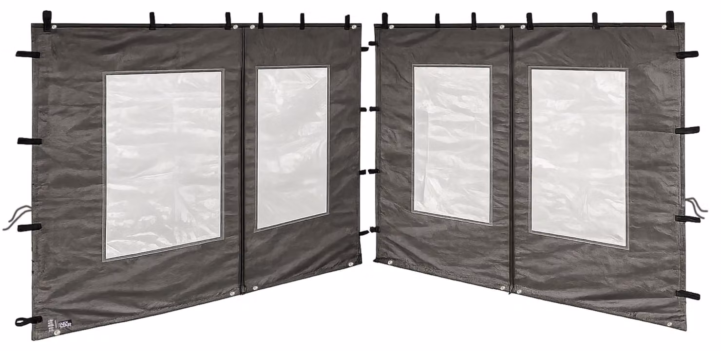 2 pannelli laterali in policarbonato alveolare con finestra, dimensioni 300x195 cm, per gazebo