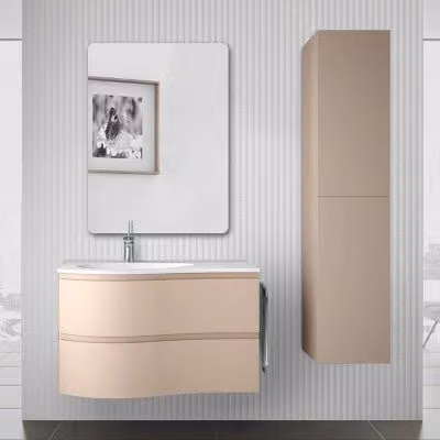 Mobile bagno sospeso Melody INBAGNO colore cappuccino con vasca a sinistra L: 90 cm, P: 54 cm, H: 50,5 cm
