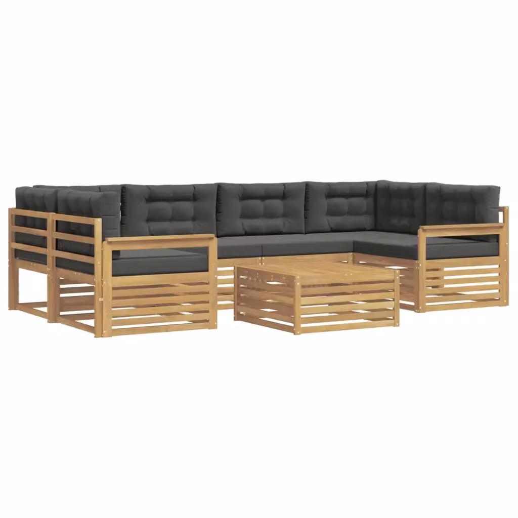 Set di divani da esterno 7 pezzi vidaXL in legno di acacia con cuscini, Bianco e Antracite – 2
