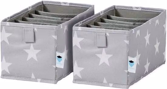 Organizer per cassetti "Stelle grigie" 15x30x15 cm