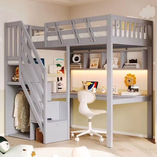 letto in legno grigio 143.5 x 205 cm