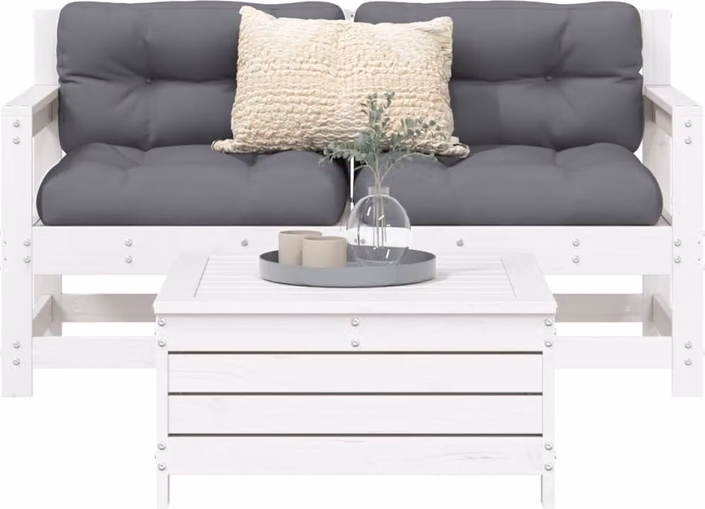 Maison Exclusive - Set Divani da Giardino 3 pz Bianco in Legno Massello di Pino