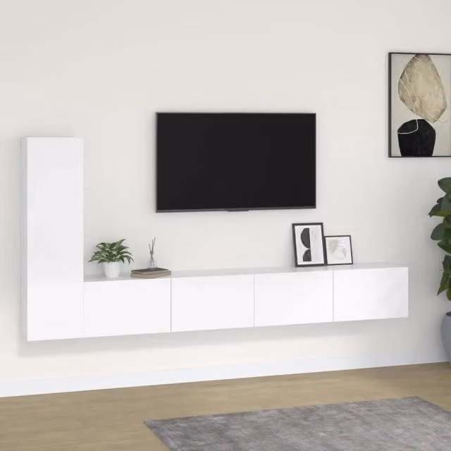 Set Mobili Porta TV 3 pz-Credenza per TV Bianco in Legno Multistrato 263393