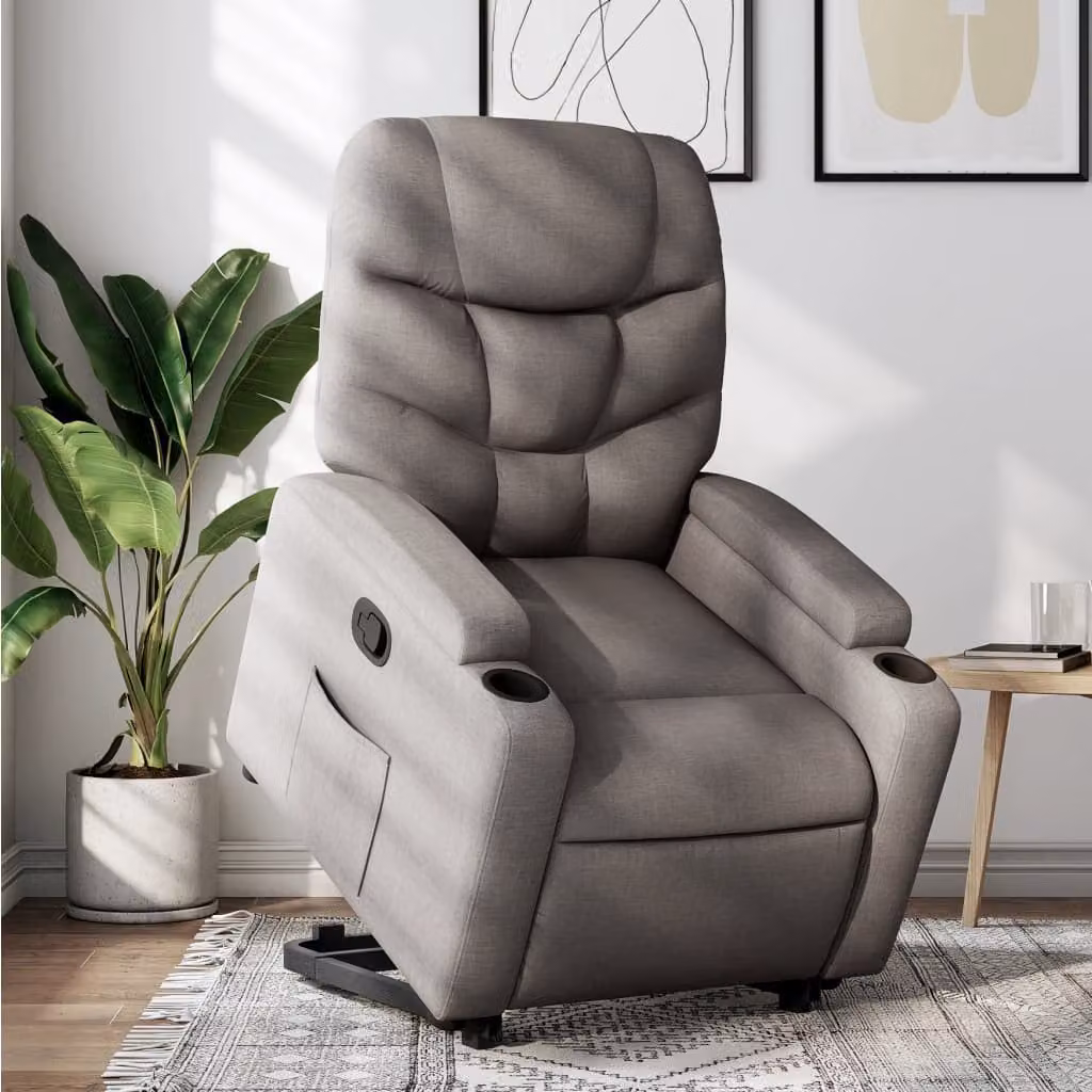 Poltrona Alzapersona Reclinabile vidaXL con Assistenza Elettrica in Tessuto Beige o Grigio
