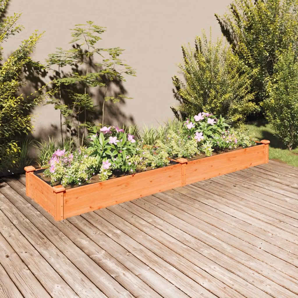 Fioriera da giardino rialzata vidaXL in legno di abete massello con fodera marrone L: 240 cm, P: 60 cm, H: 25 cm