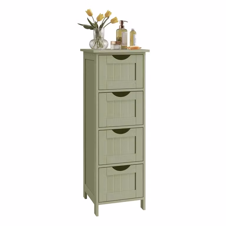 Mobile da Bagno con Cassetti Salvaspazio Stile Moderno, Verde Alloro
