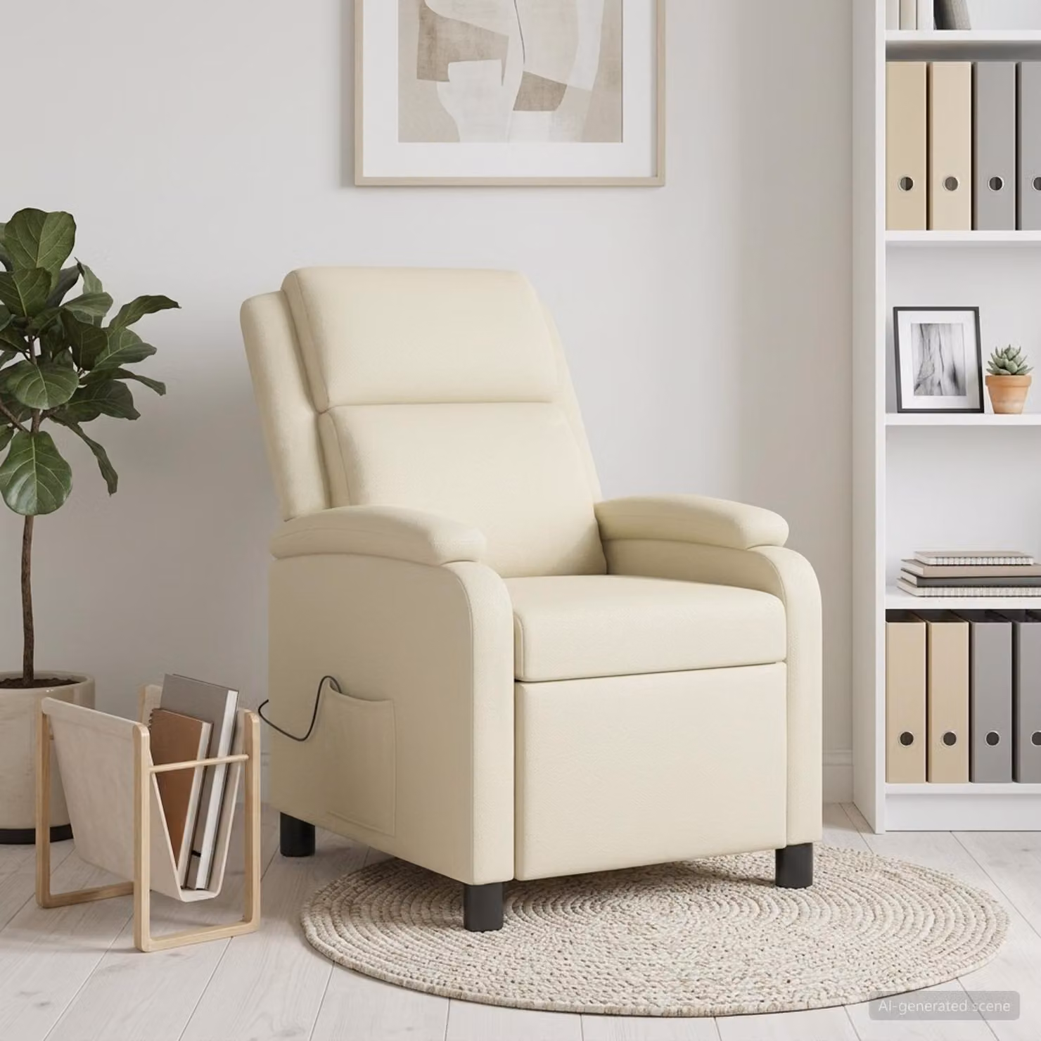 Poltrona relax reclinabile vidaXL in similpelle beige con braccioli