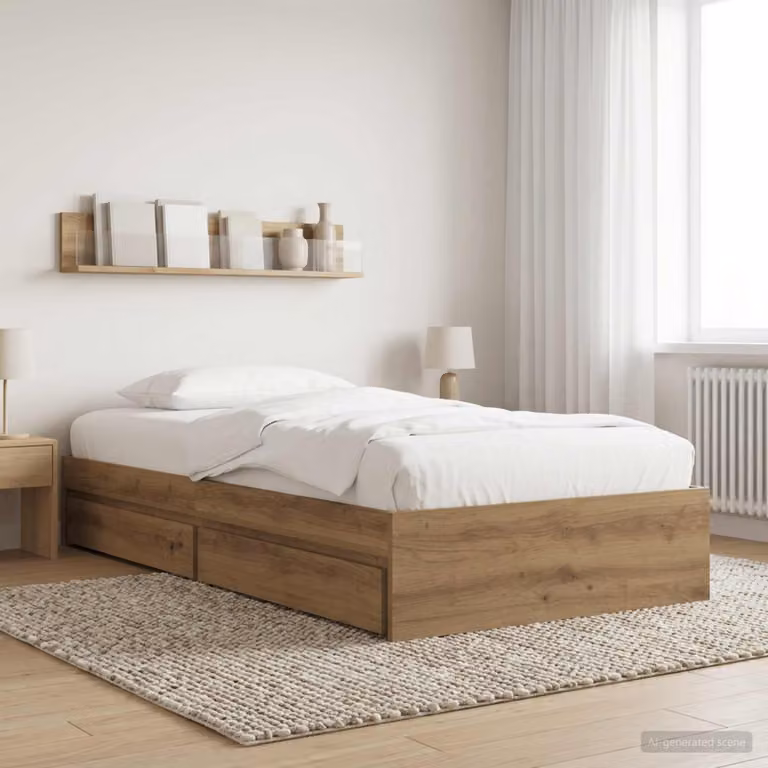 vidaXL Letto Moderno con Contenitore in Legno Marrone L: 200 cm, P: 80 cm, H: 83 cm