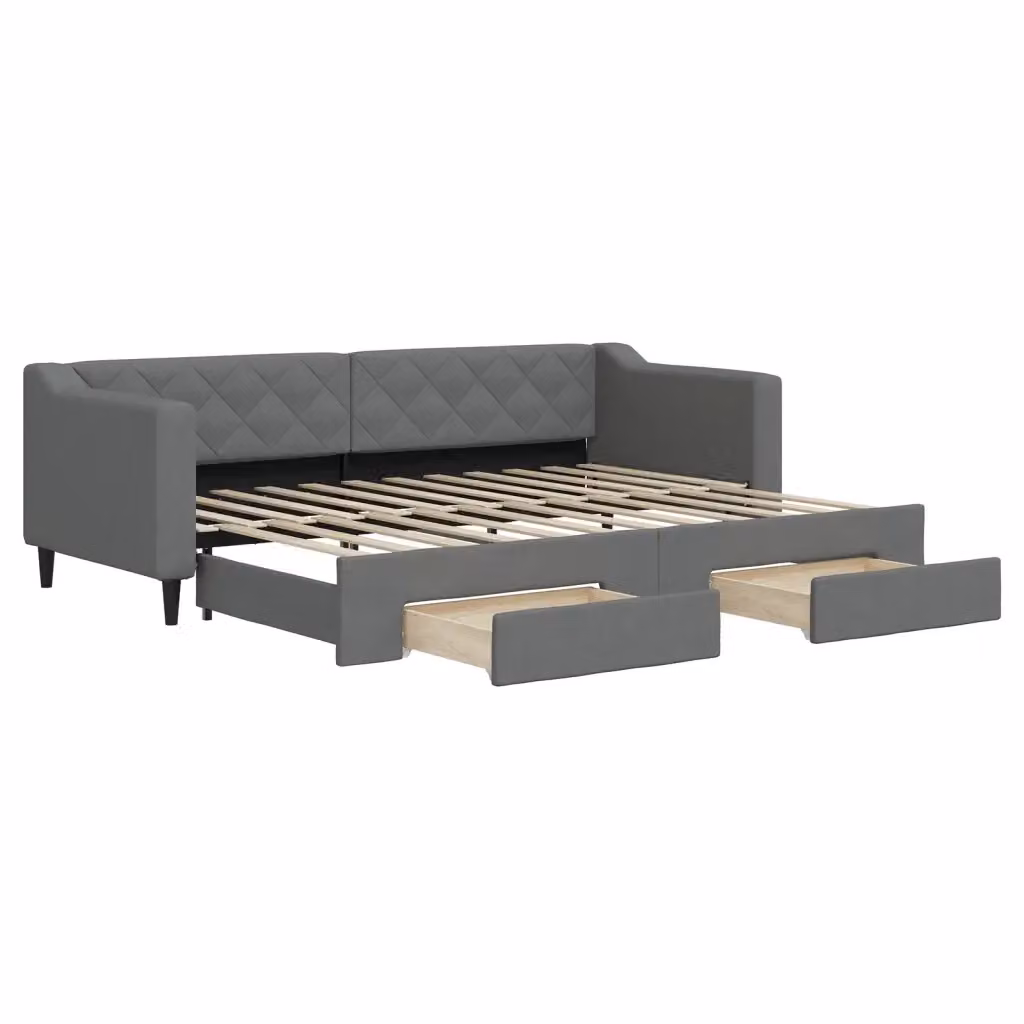 Divano Letto Estraibile con Cassetti vidaXL in Tessuto Grigio per Soggiorno e Camera da Letto L/P: 80 x 200 cm – 2