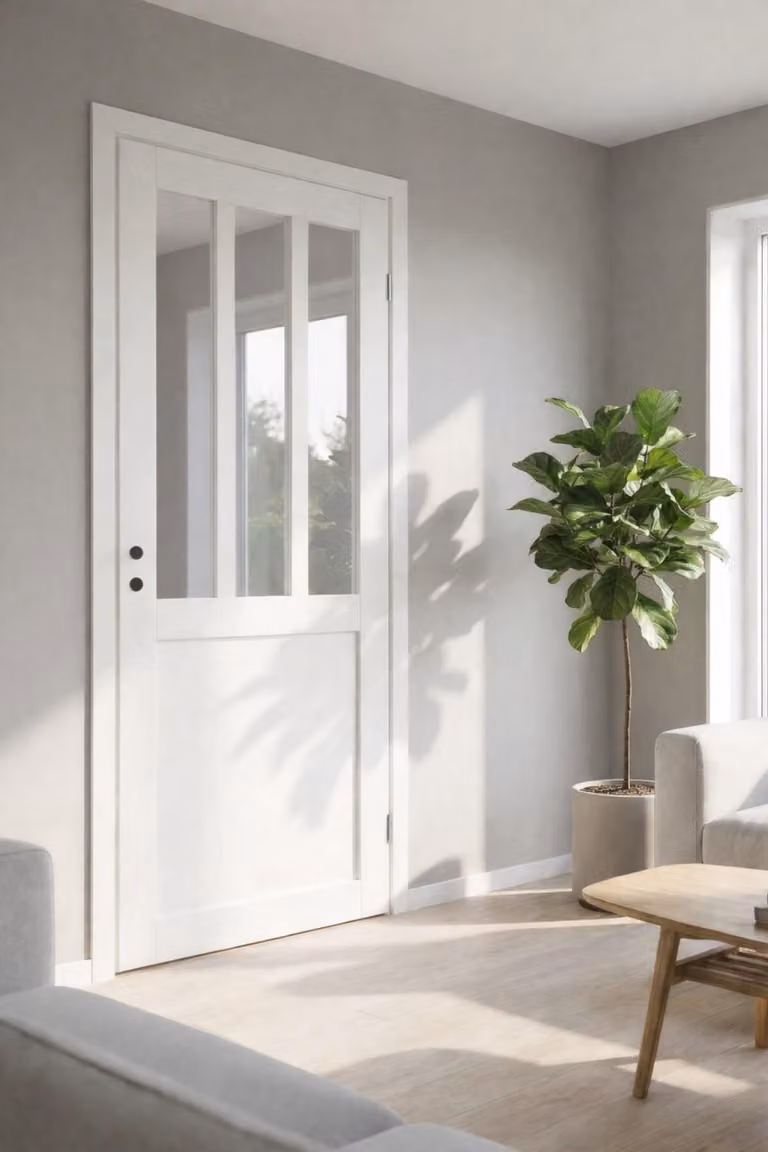 Bloc Porta Officina Bianco H204 x L83 cm, lato tavolo P. sinistra, GD MENUISERIES